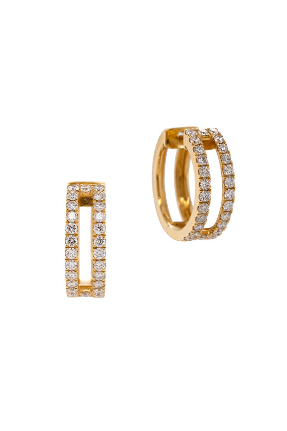 Bridget King 14k Gold Luxe Open Bar Diamond Huggie - view 1