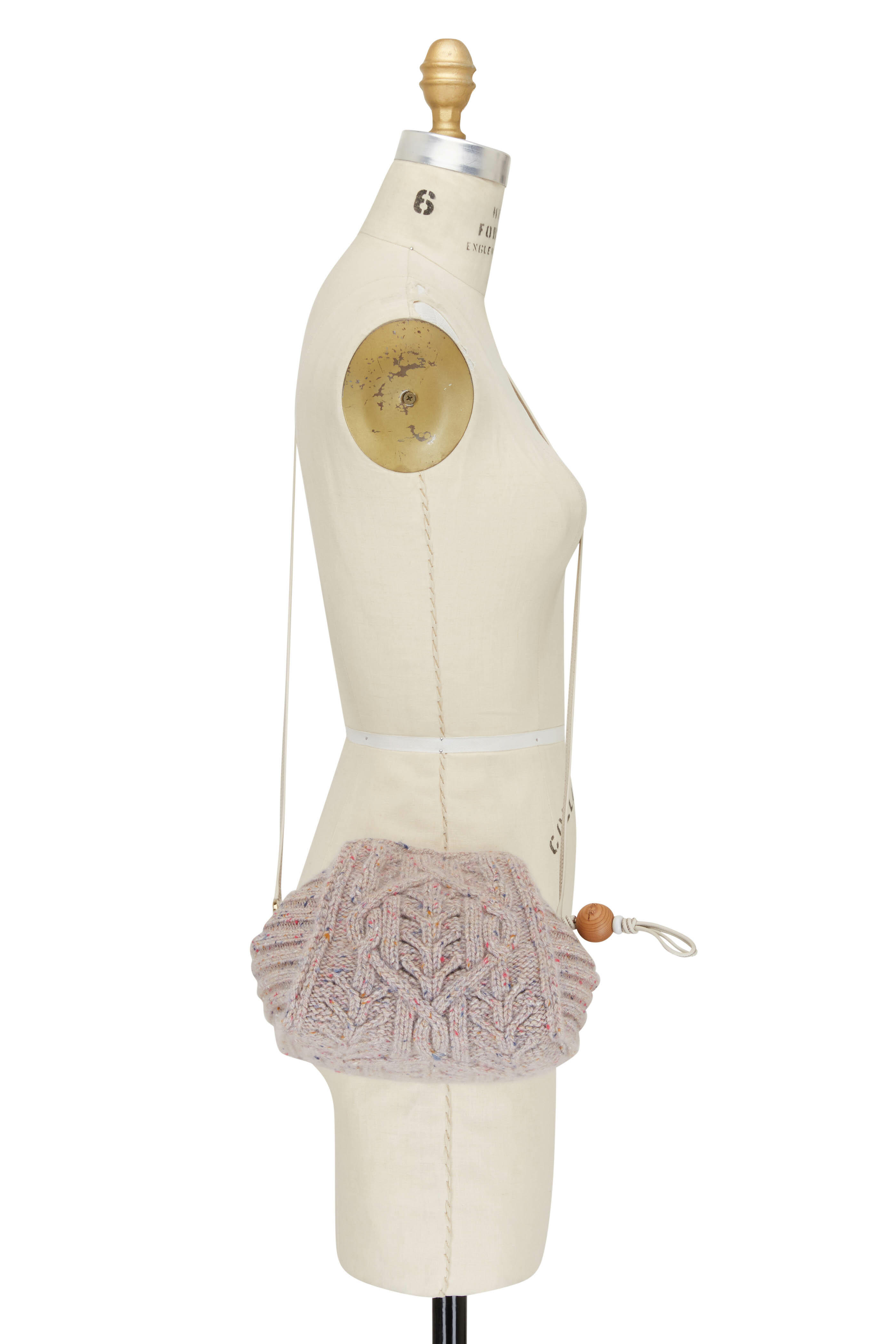 Loro Piana - Puffy Taupe Cashmere Zip Pouch | Mitchell Stores