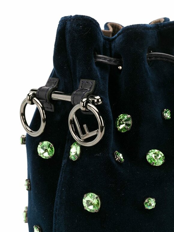 Fendi - Mon Tresor Midnight Velour Crystal Mini Bucket Bag