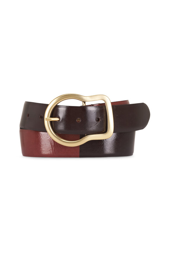 Dorothee Schumacher Two Tone Bordeaux & Rust Crackle Shine Belt - view 1
