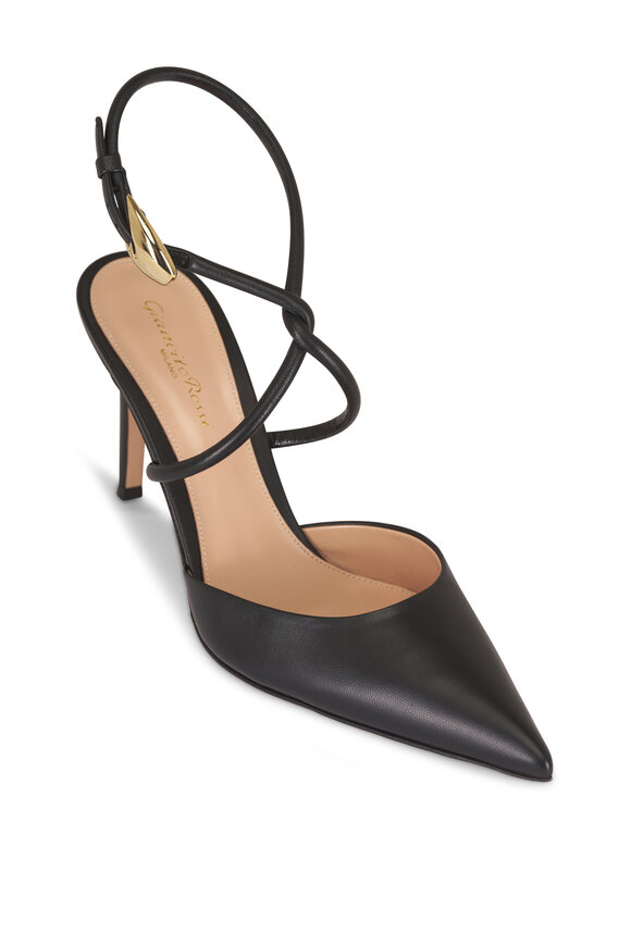Gianvito Rossi Black Nappa Leather Strappy Sandal, 85mm - view 1