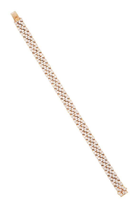 Kai Linz 18k Rose Gold Diamond Flat Cuban Chain Bracelet - view 1