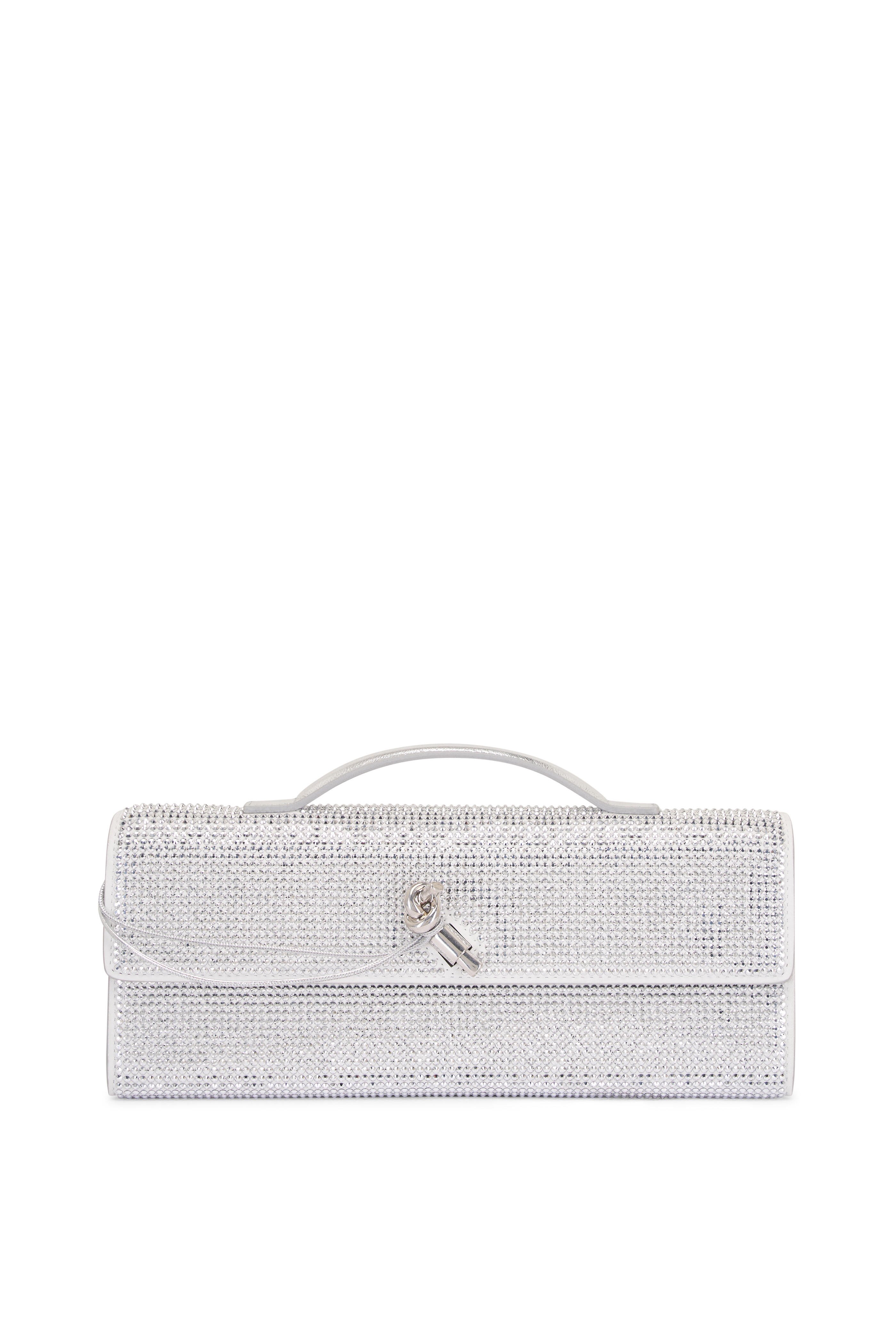 Bottega Veneta - Andiamo White Moonlight & Silver Crystal Clutch