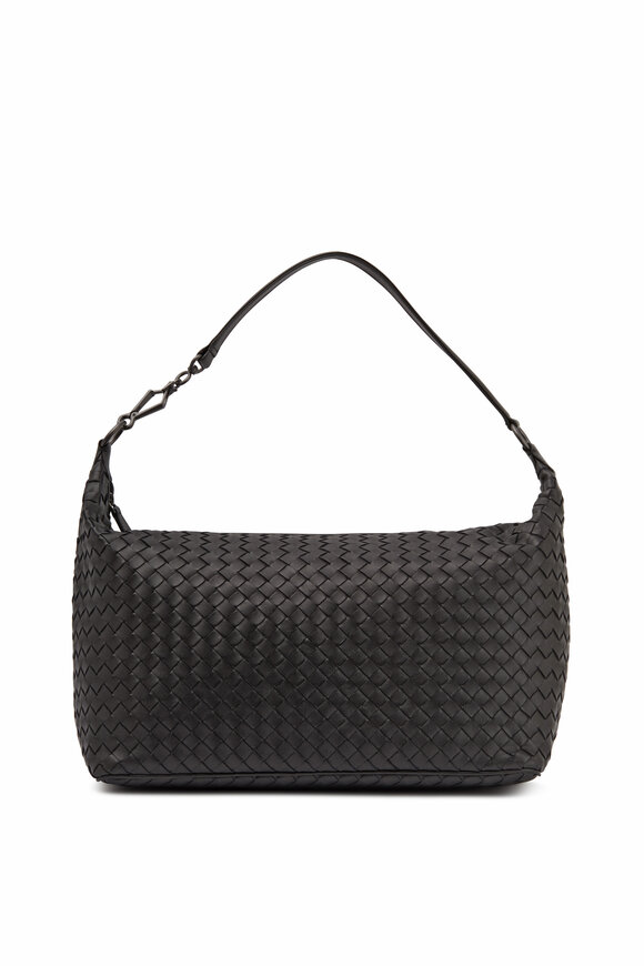 Bottega Veneta - Intrecciato Black Leather Medium Shoulder Bag