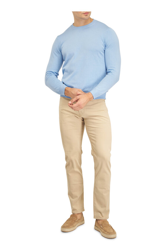 Fedeli Sky Blue Cotton Crewneck Sweater - view 2