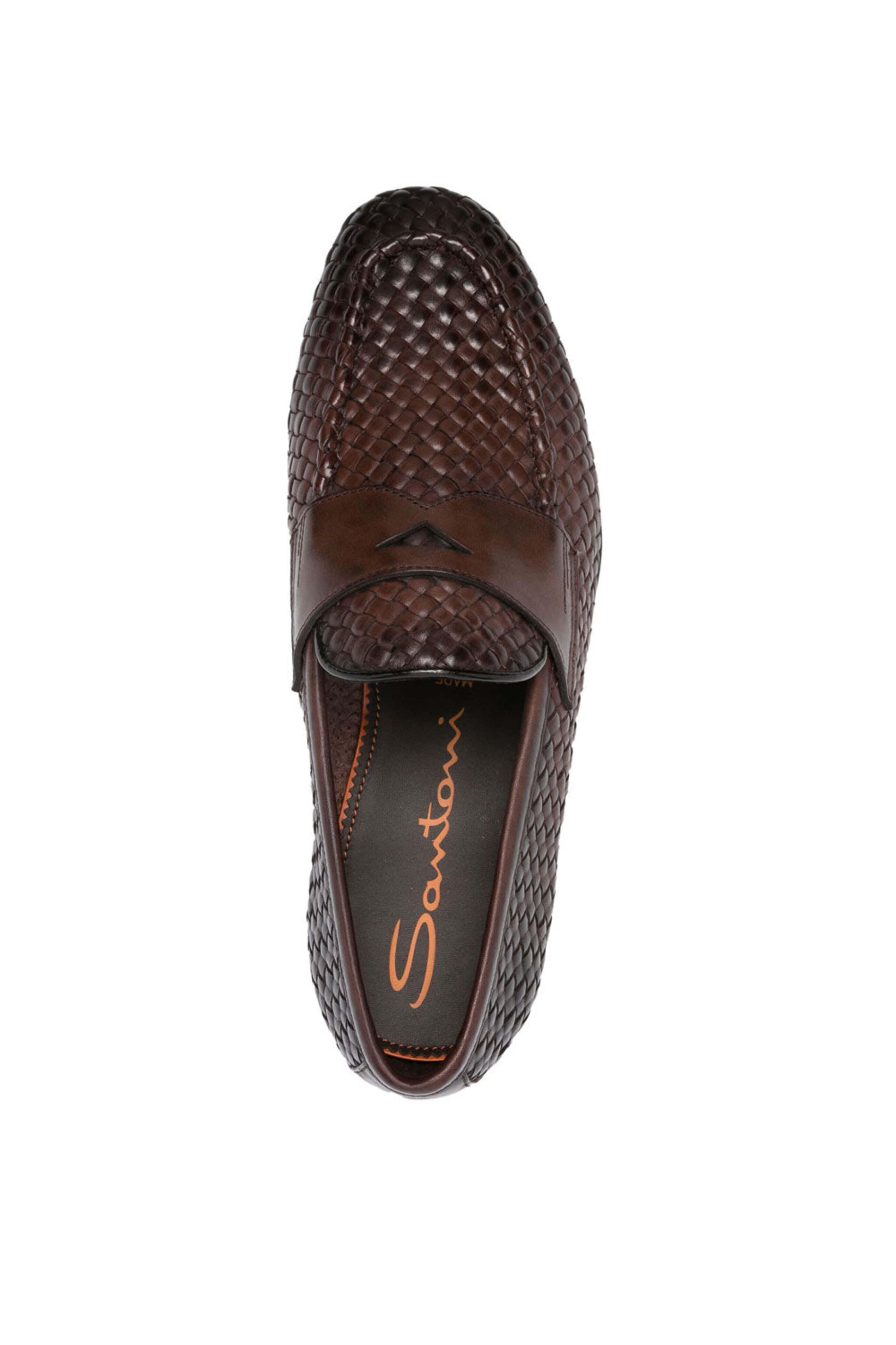 Santoni - Gwendale Woven Loafer in Dark Brown