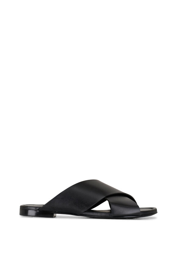 AGL - Summer Black Leather Cross Cross Slide 