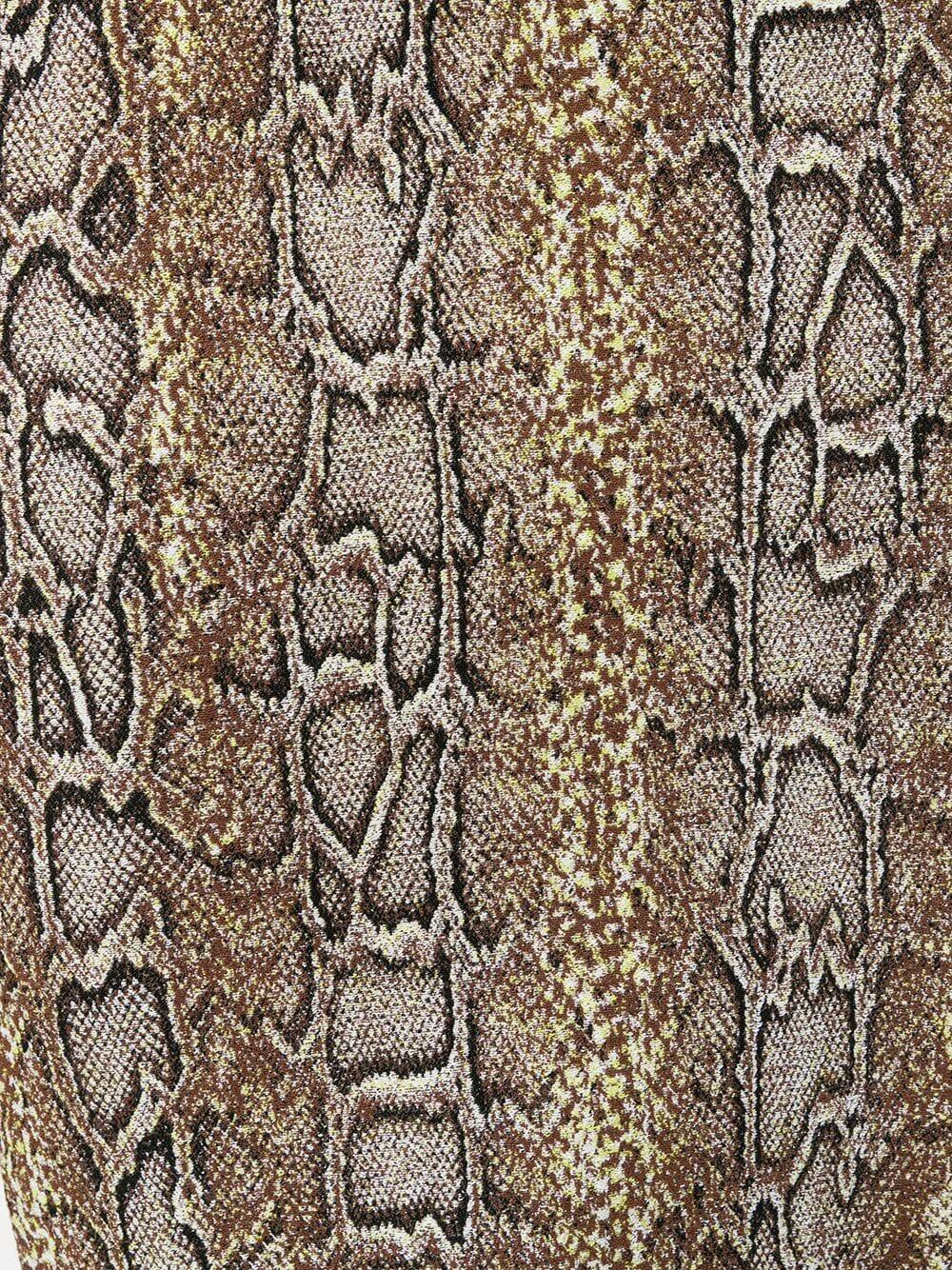 Victoria Beckham - Khaki Snake Jacquard Short Sleeve T-Shirt Dress