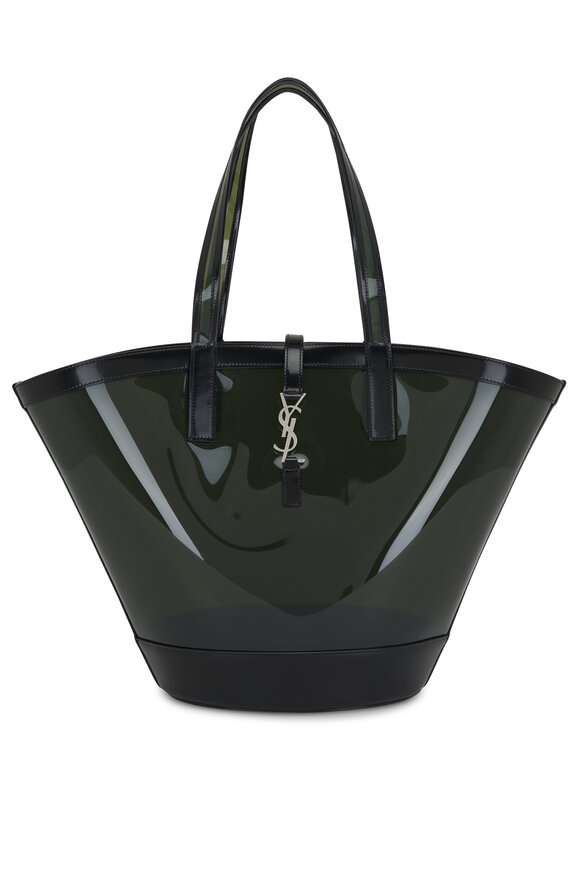 Saint Laurent Panier Noir & Peppermint Leather Medium Tote