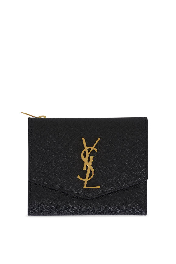 【関税＆送料込み】Saint Laurent Leather MatelassAC Cassand Saint Laurent - Cassandre Matelassé Black Leather Zip Wallet