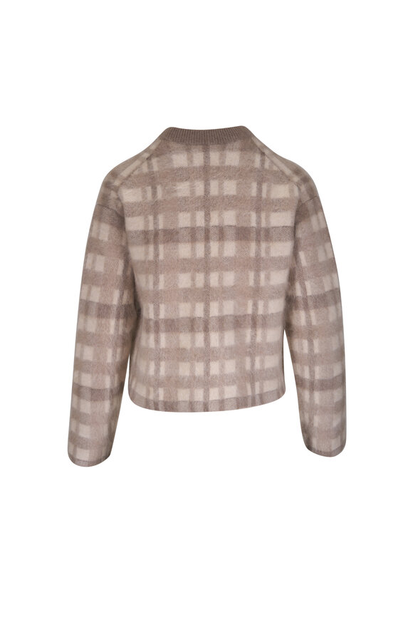 Lafayette 148 New York Taupe Plaid Brushed Cashmere Sweater - view 3