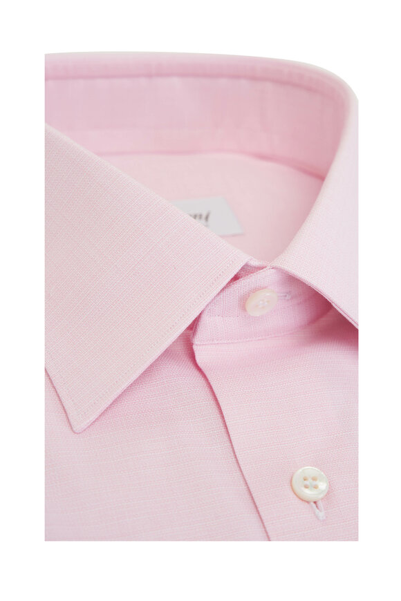 Brioni - Pink Micro Check Cotton Dress Shirt