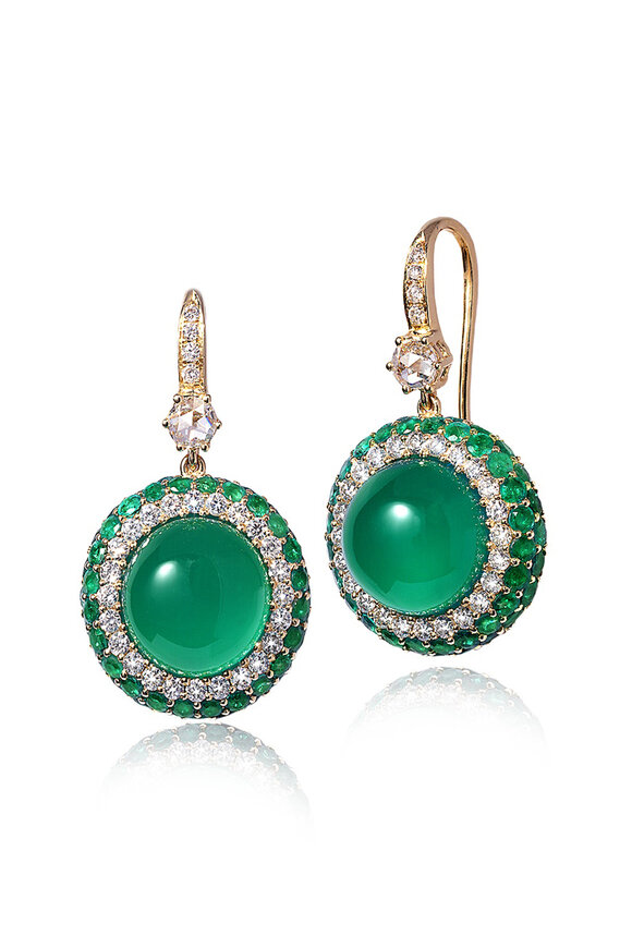 Nam Cho Green Onyx & Emerald Drop Earrings