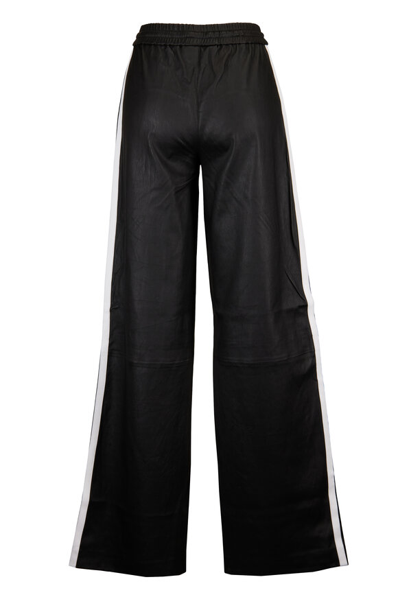 SPRWMN Black & White Leather Baggy Athletic Sweatpant - view 2