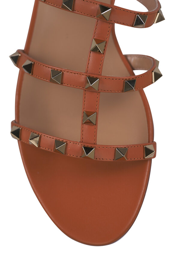 Valentino Garavani Almond Beige Leather Rockstud Sandal - view 8