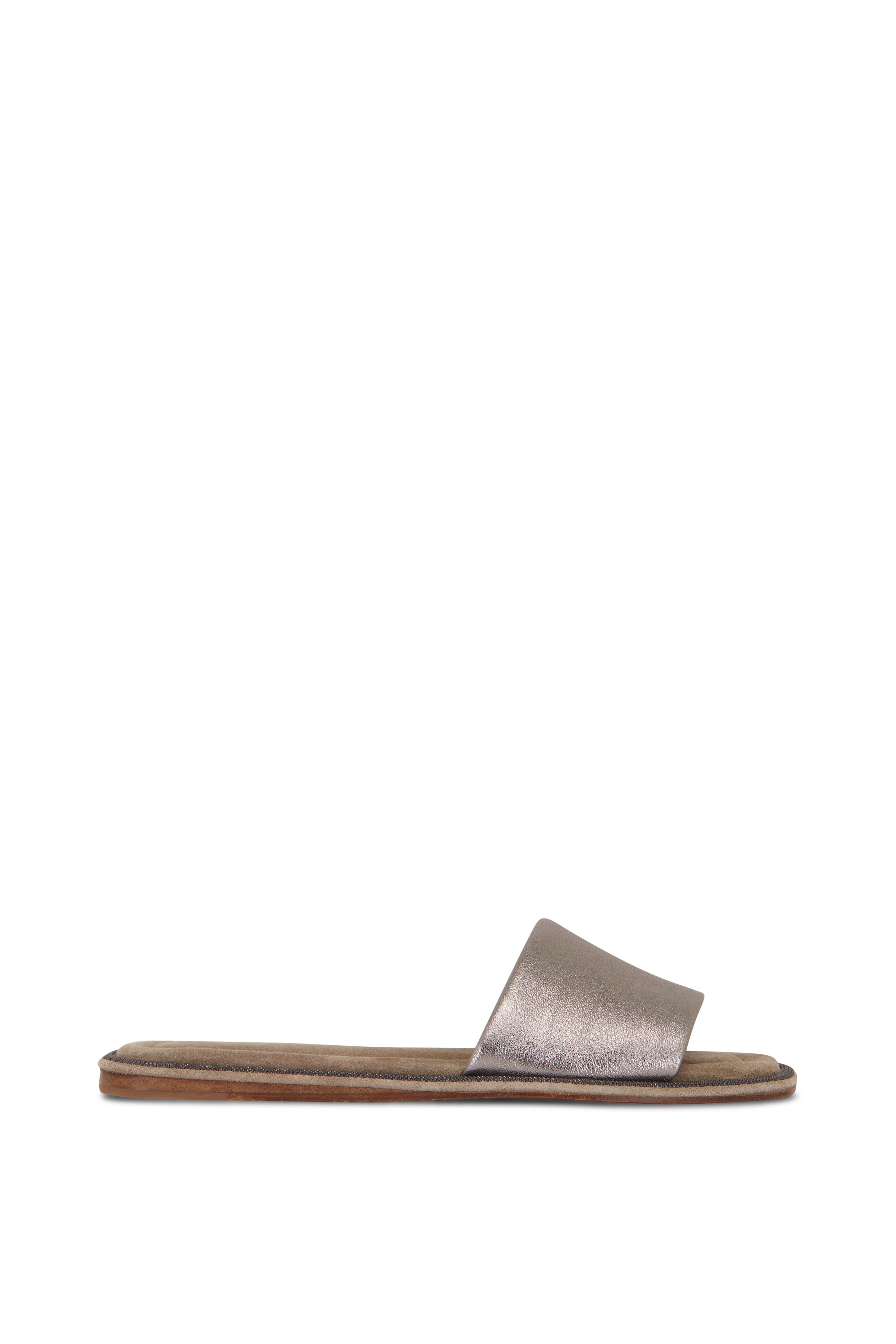 Brunello Cucinelli - Titanium Wide Band Flat Sandal
