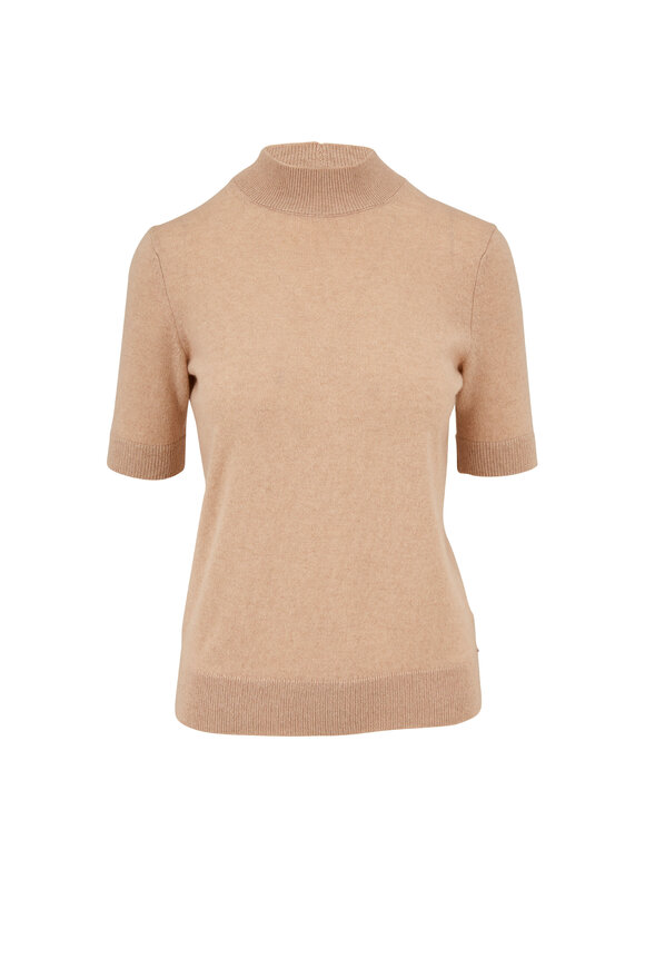 Lafayette 148 New York - Nude Melange Short Sleeve Mock Neck Sweater