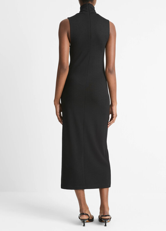 Vince - Black Side Slit Sleeveless Turtleneck Dress