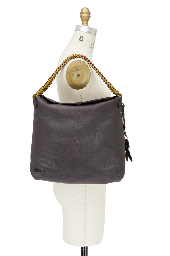 Henry Beguelin - Isa Dark Clay Grained Leather Hobo Shopping Tote