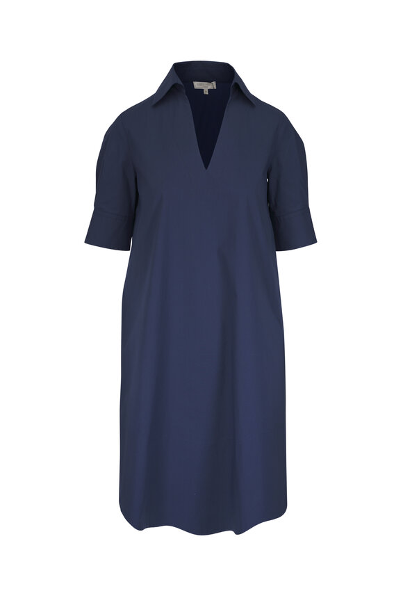 Antonelli Nicla Navy Stretch Cotton Dress
