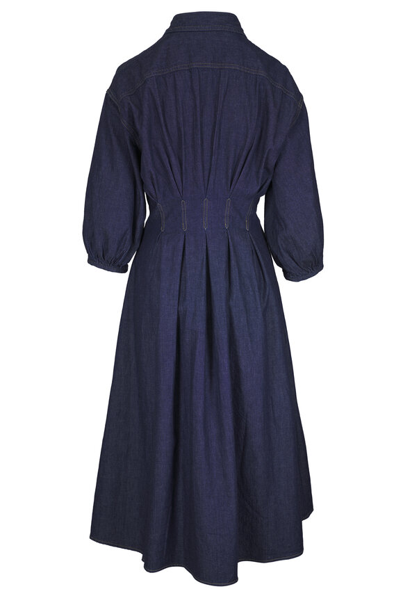 TWP Mason Indigo Resin Denim Shirting Midi Dress - view 3