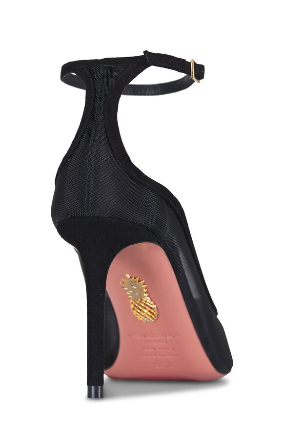 Aquazzura Love Affair Black Mesh Sandal, 85mm - view 4