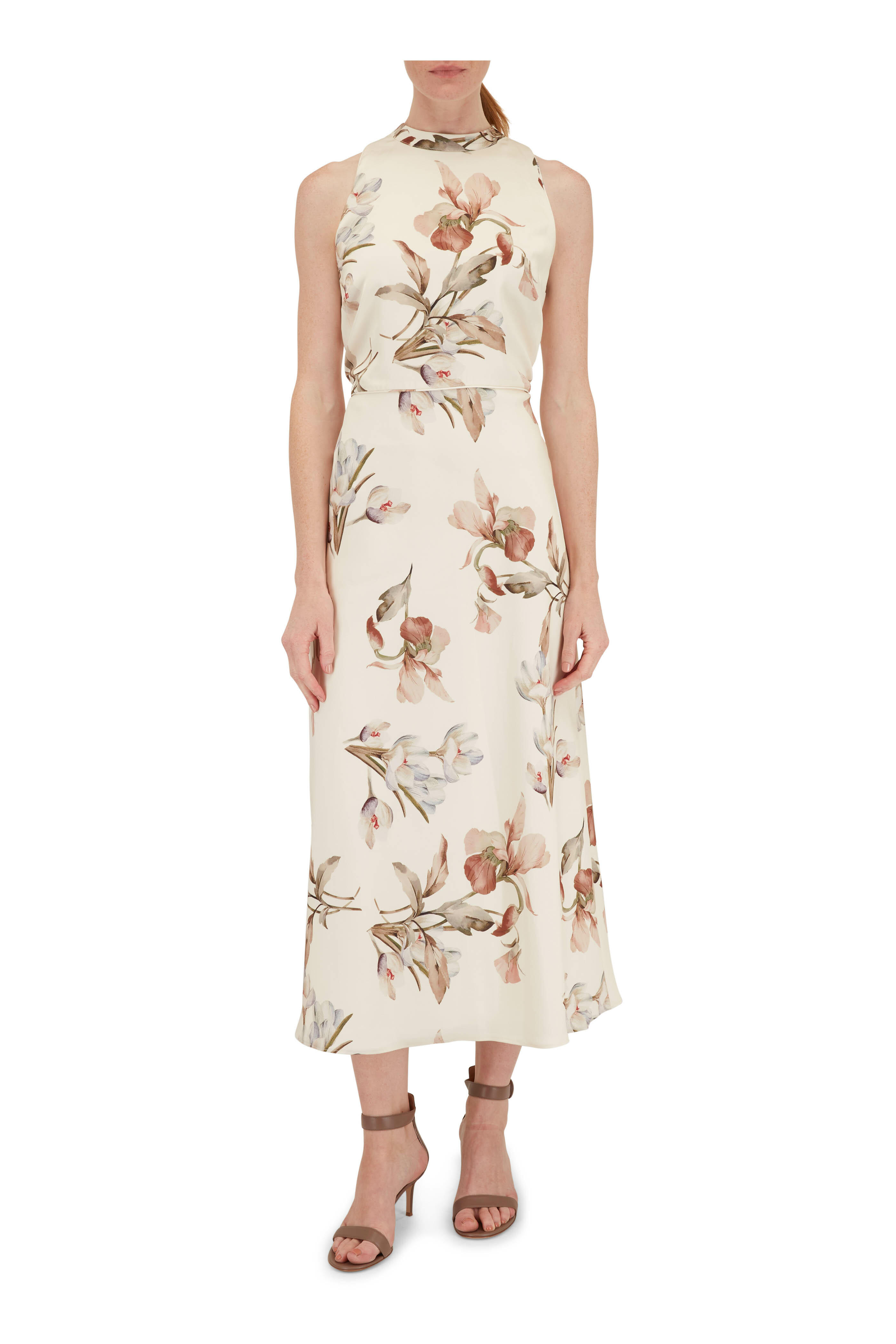 white shirred midi dress White Jacquard Shirred Slip Midi Dress