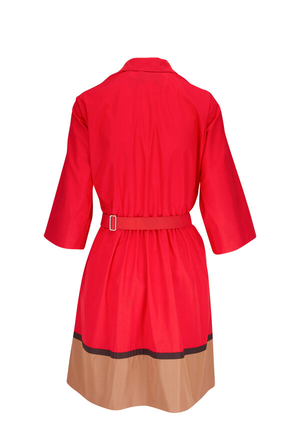 Akris - Red Cotton Poplin Colorblock Dress