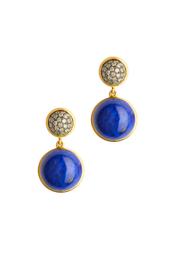Syna - Baubles Yellow Gold Lapis Lazuli Diamond Earrings