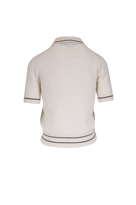 Nili Lotan Carline Ivory Tipped Cashmere Polo Sweater - view 3