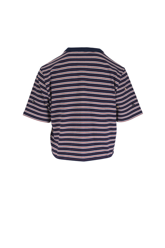 Veronica Beard Sebastian Heritage Navy Stripe Rhinestone T-Shirt - view 2