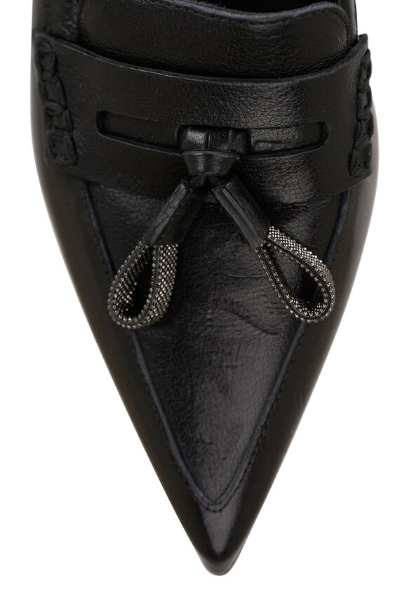 Brunello Cucinelli - Black Leather Tassel Pump, 55mm 