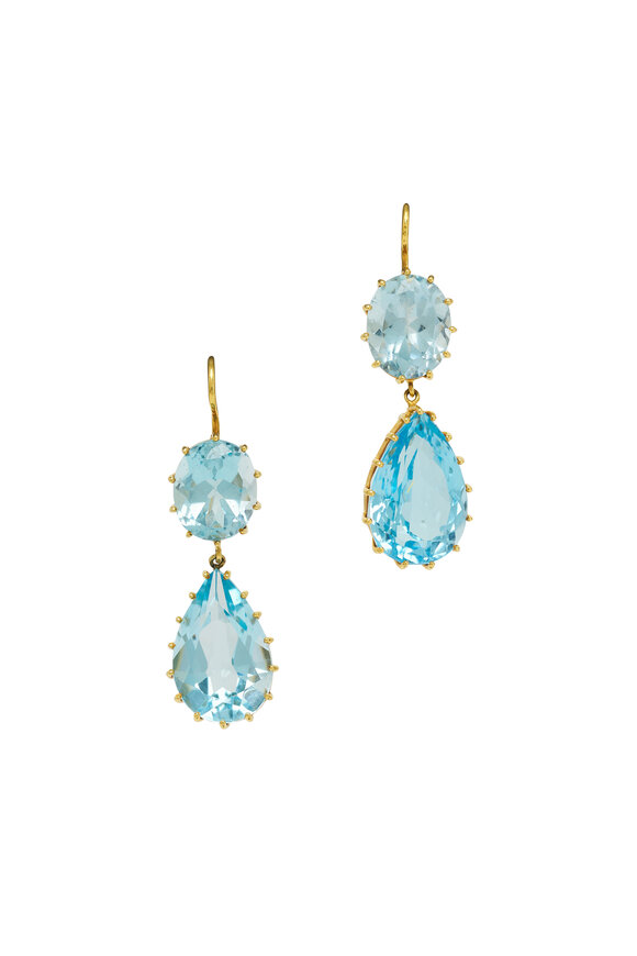 Renee Lewis Aquamarine & Blue Topaz Drop Earrings