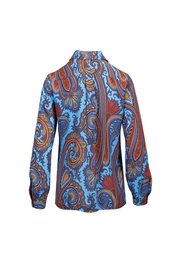 Etro Blue Paisley Print Button Up Blouse - view 2