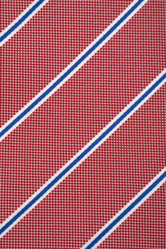 Dolce Punta - Red Multicolor Stripe Silk Necktie