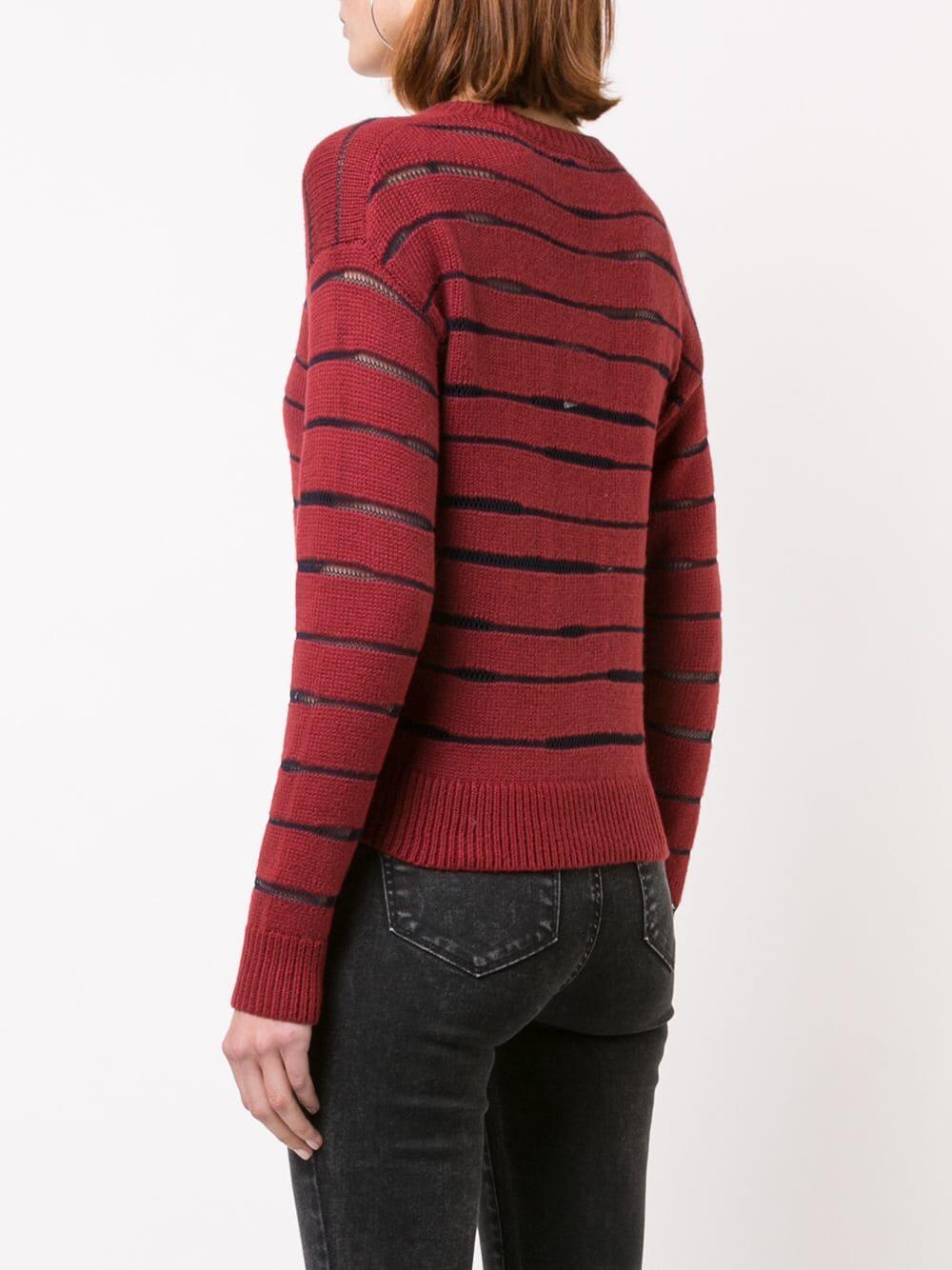 Rag & Bone - Penn Red & Navy Striped Crewneck Sweater