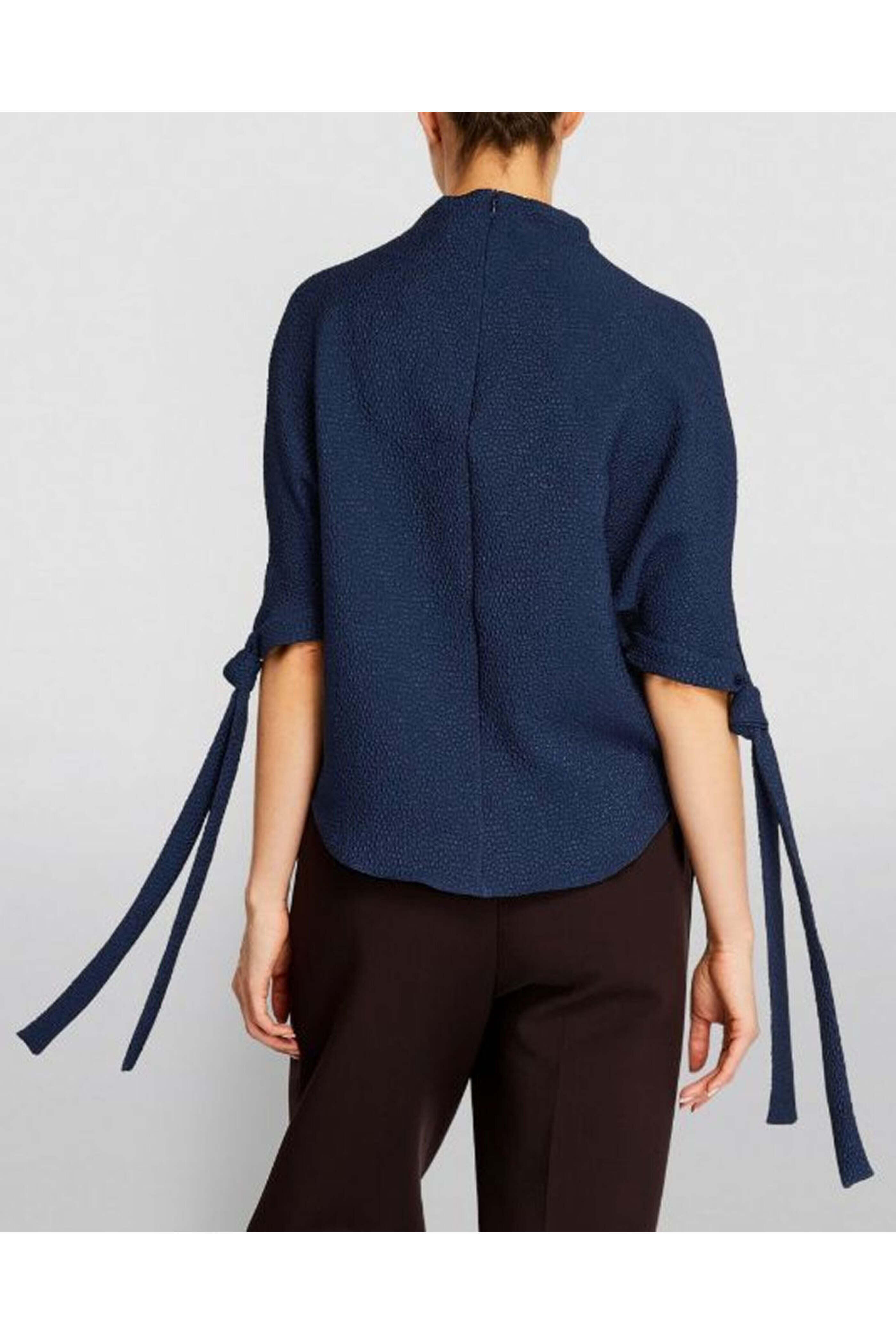 Edeline Lee - Navy Flou Bubble Jacquard Pedernal Top