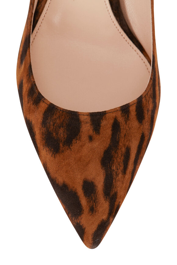 Prada - Brown Suede Leopard Print Pump, 65mm