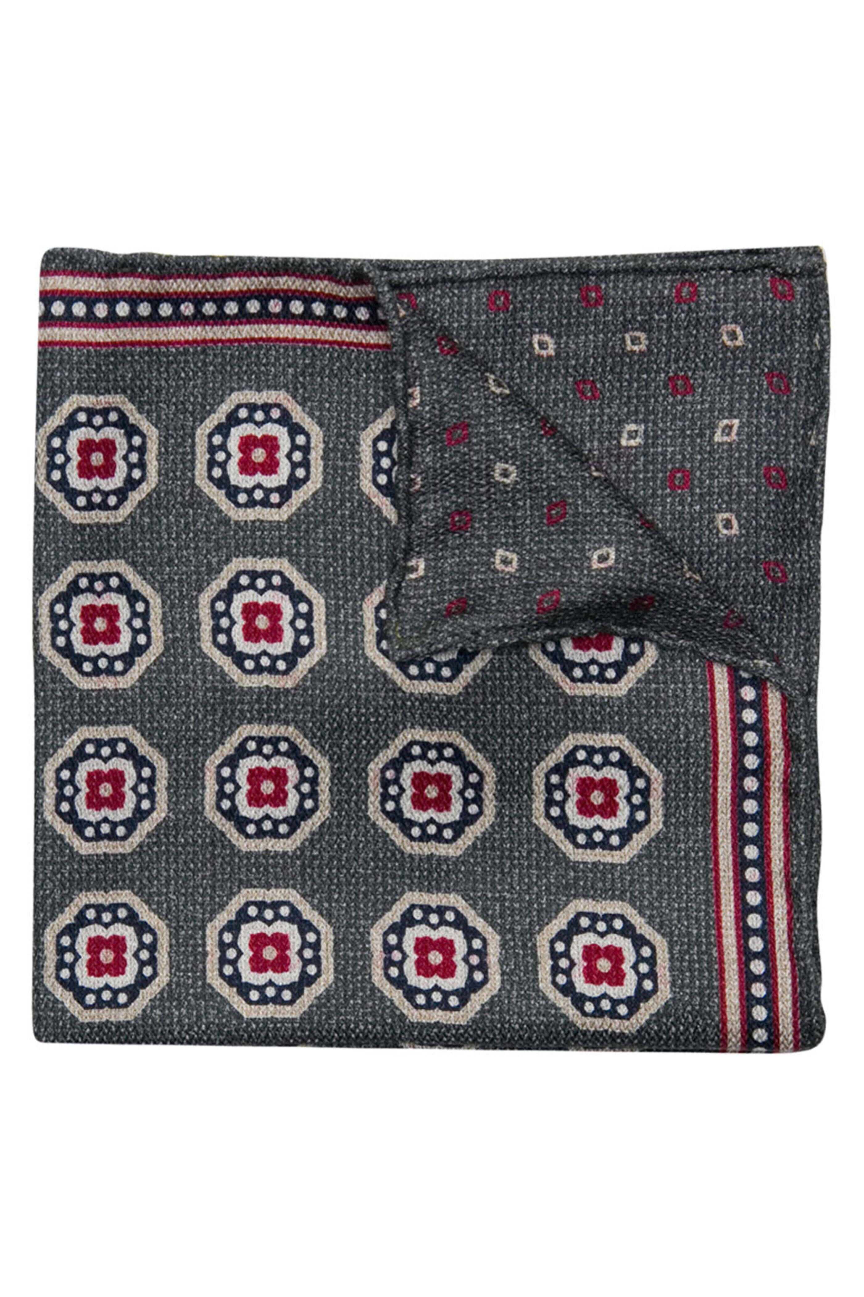 Edward Armah - Dark Grey Medallion Pocket Square