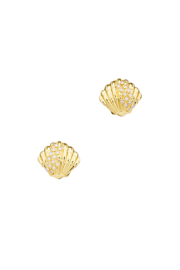 Sydney Evan Yellow Gold Clam Shell Earrings