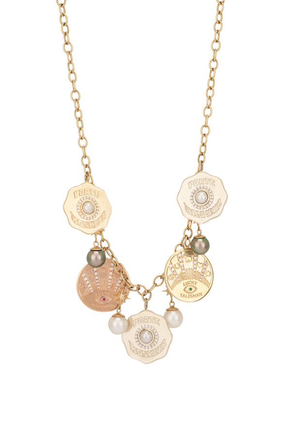 Marlo Laz 14k Yellow Gold 5 Coin Necklace - view 1
