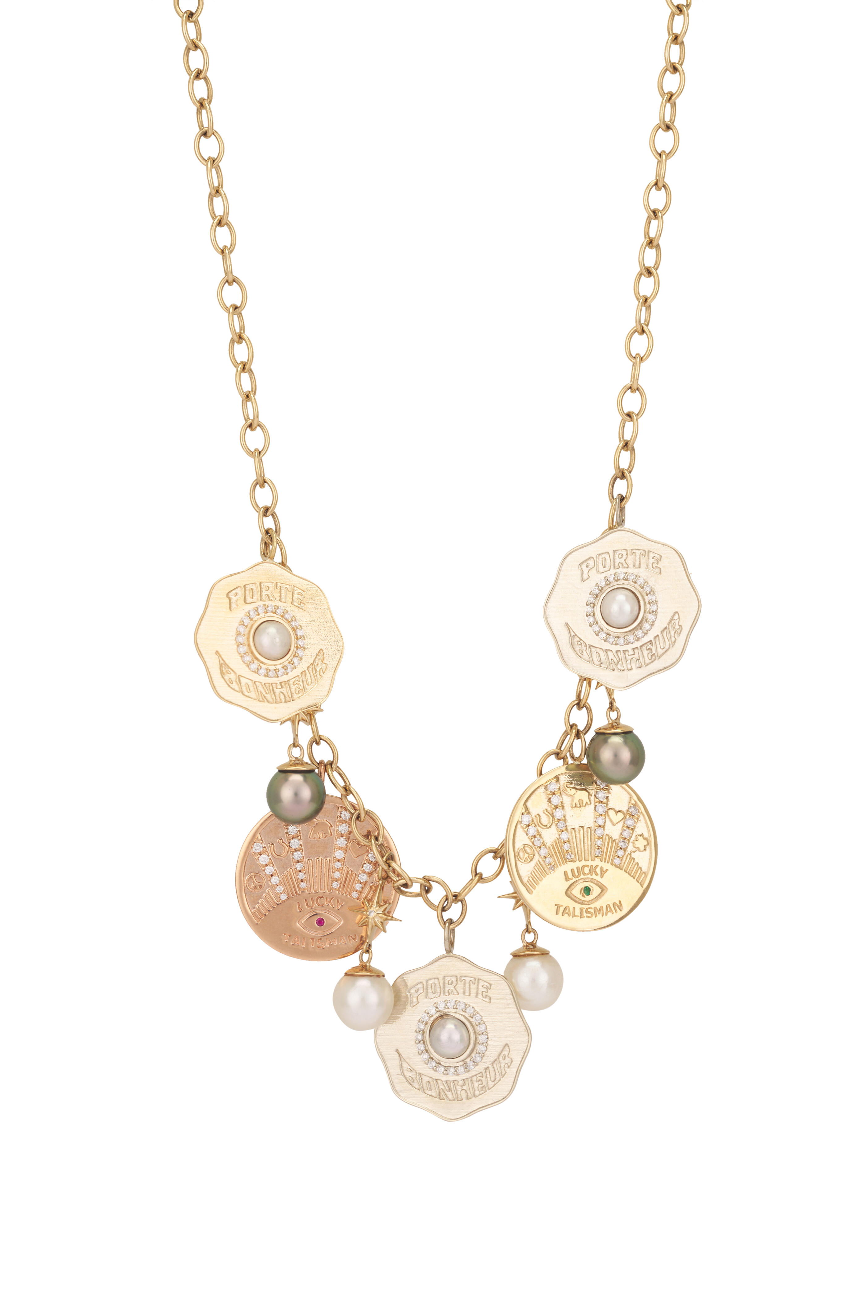 Marlo Laz - 14k Yellow Gold 5 Coin Necklace - view 1