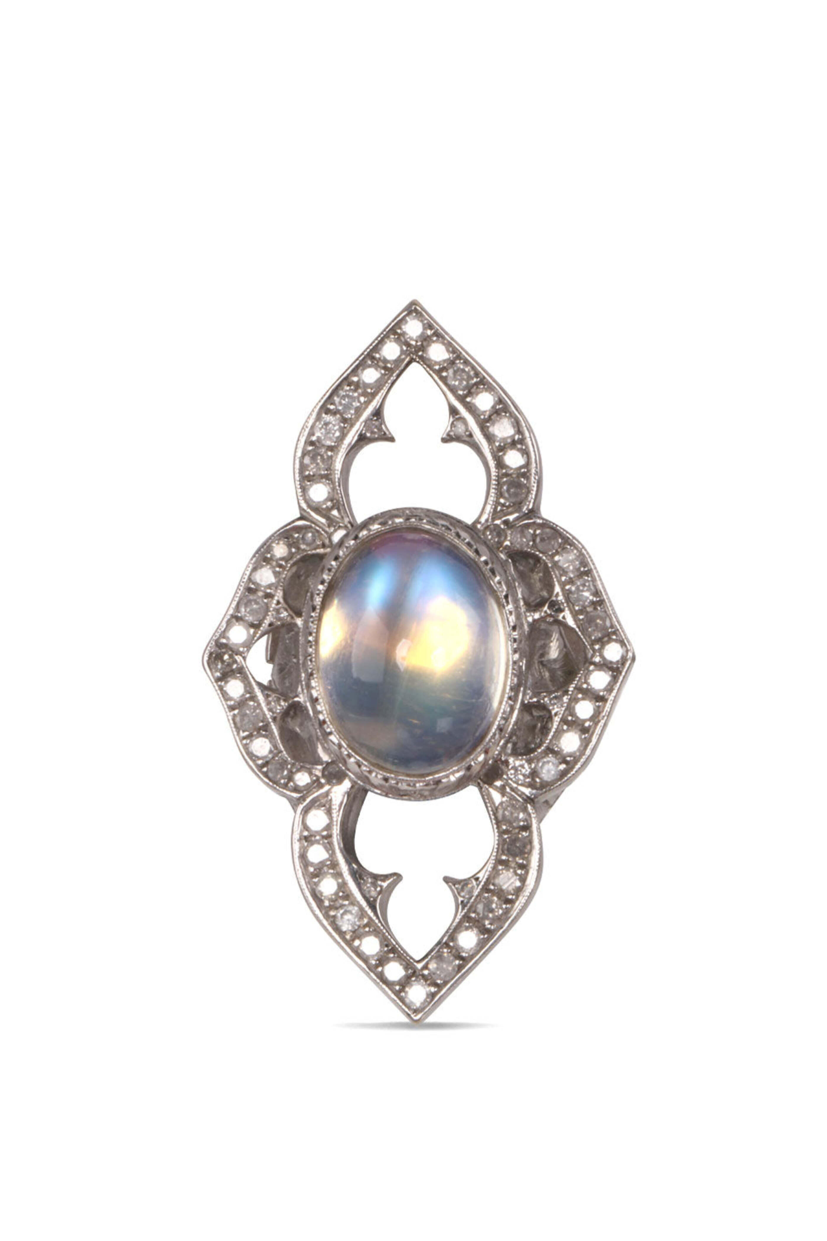 Loree Rodkin - Small Diamond and Moonstone Flower Ring