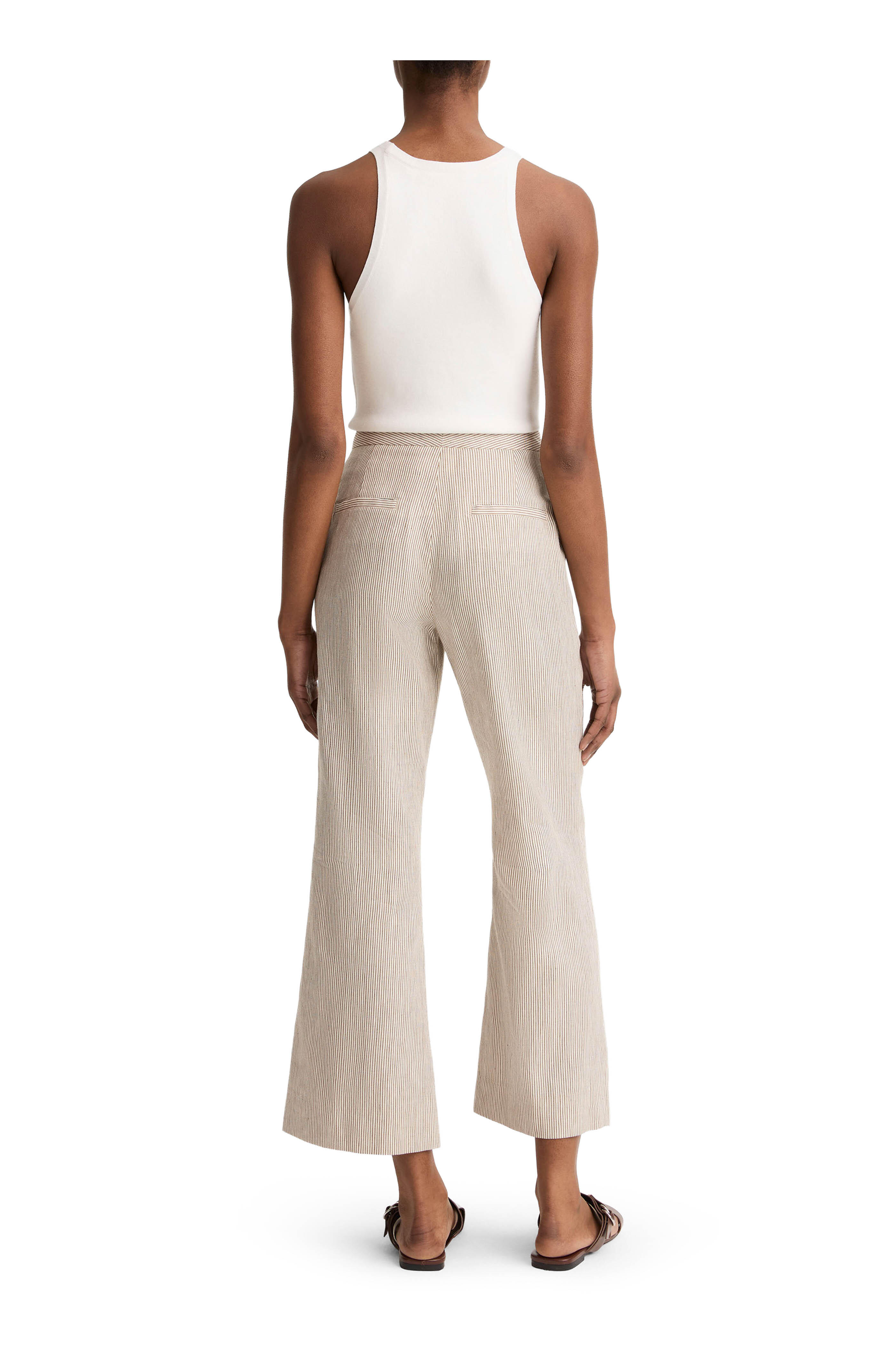 Vince - Taupe Wood Ticking Stripe Crop Flare Pant - view 3