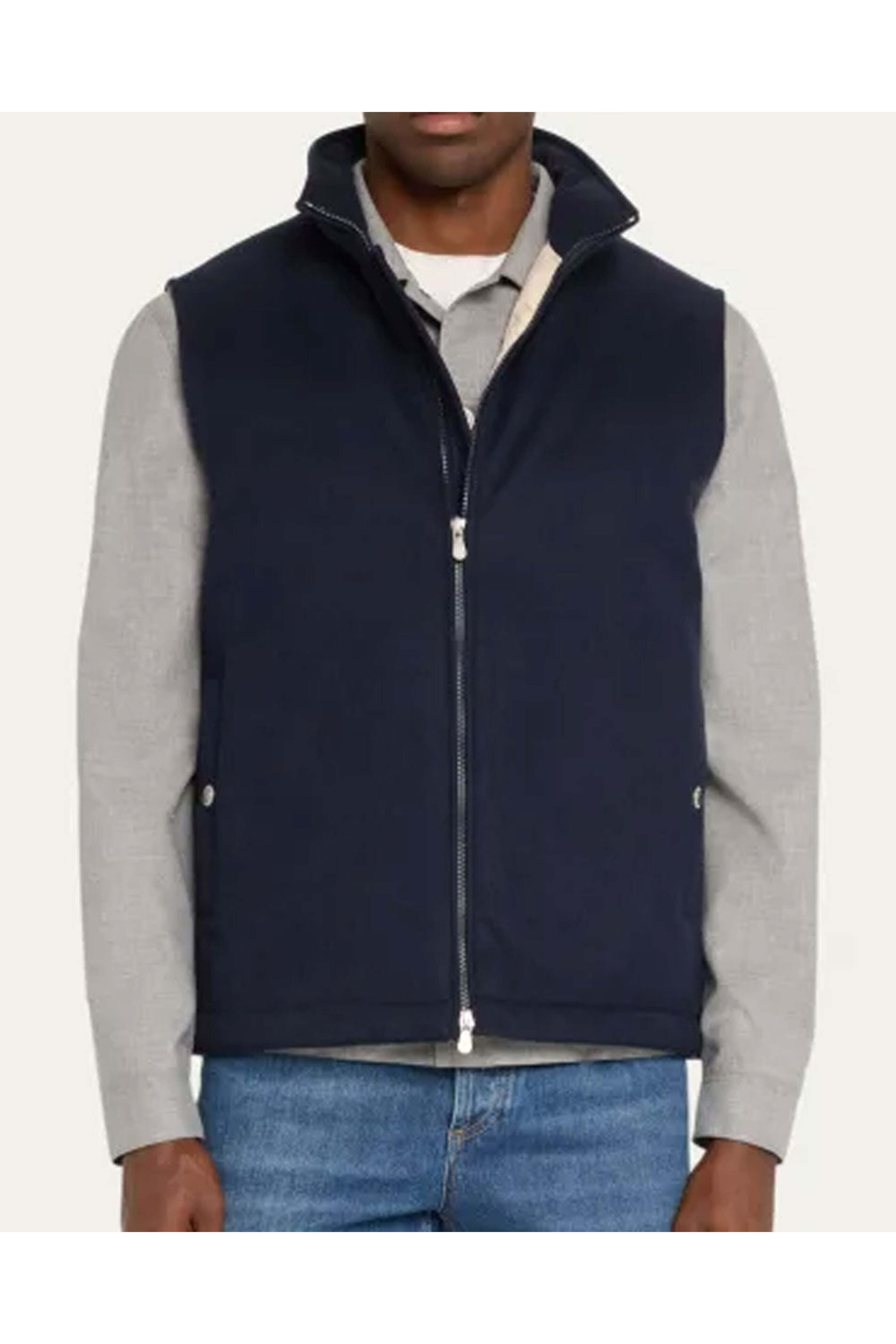 コート Brunello Cucinelli Padded Hooded Vest Brunello Cucinelli Hooded feather-down Padded Gilet | Blue