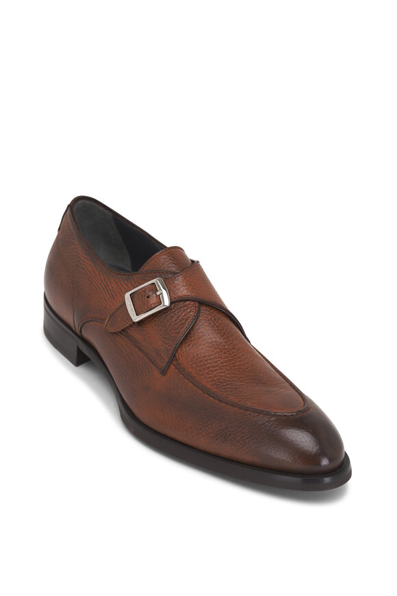 Di Bianco Light Brown Leather Monk Strap Dress Shoe