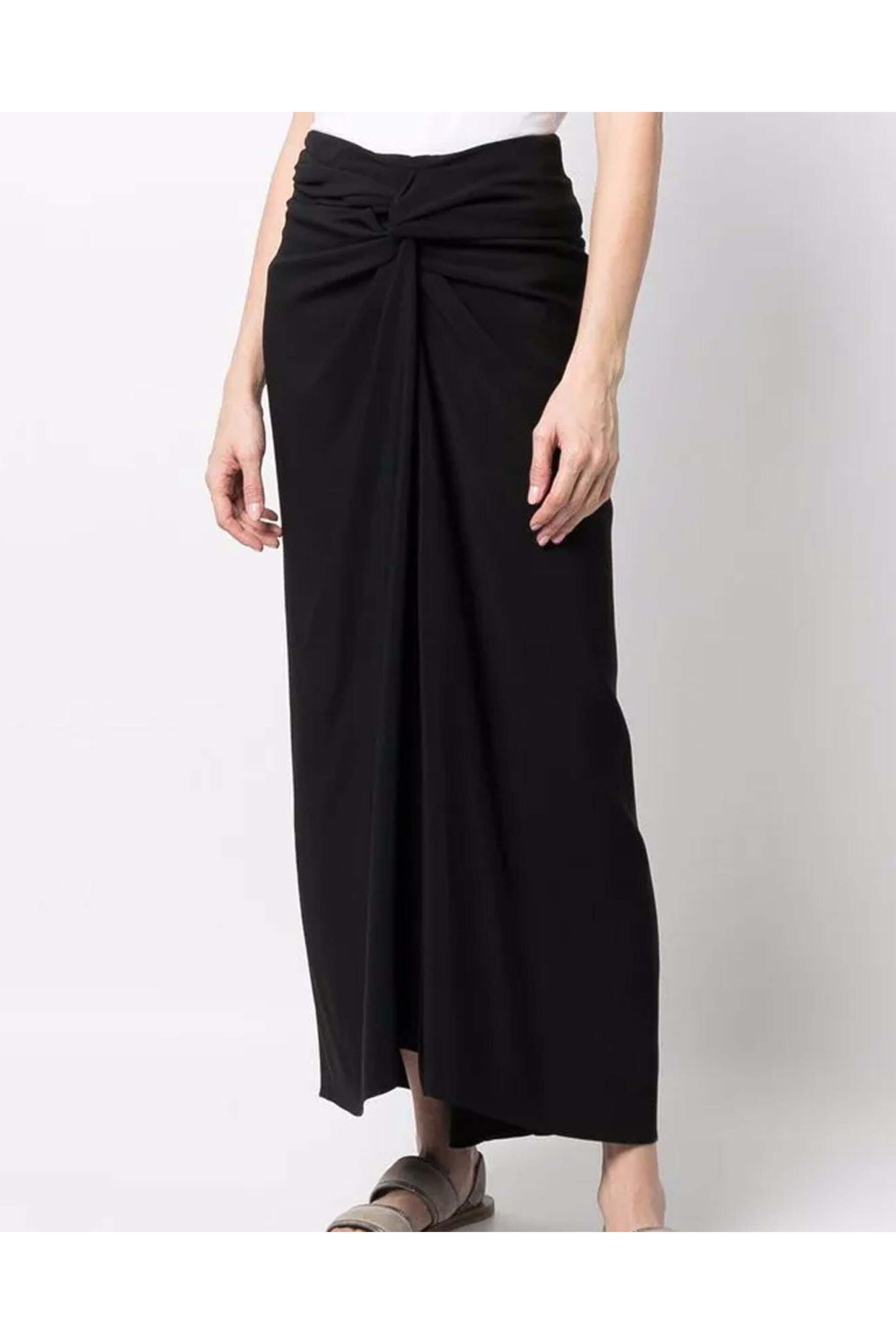 Brunello Cucinelli - Black Twist Front Skirt | Mitchell Stores