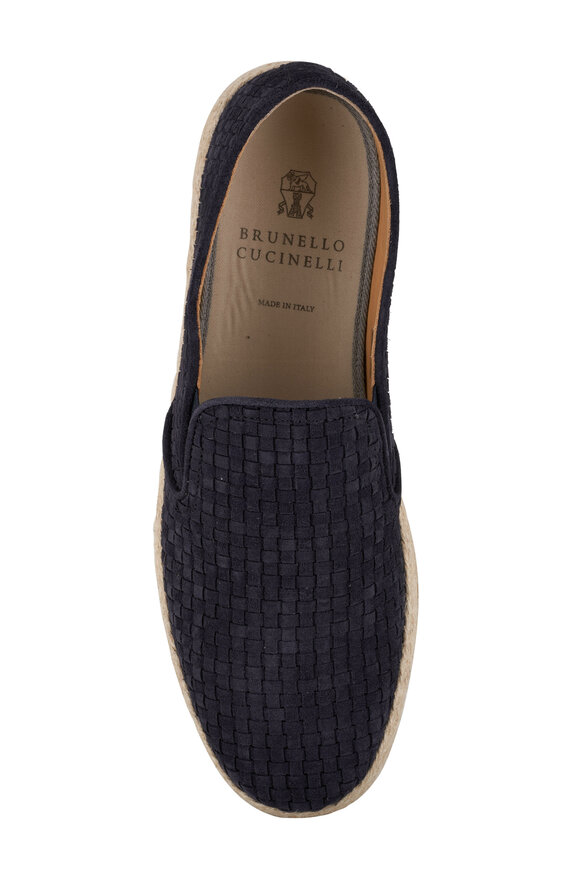 Brunello Cucinelli - Blue Woven Suede Espadrille Loafer