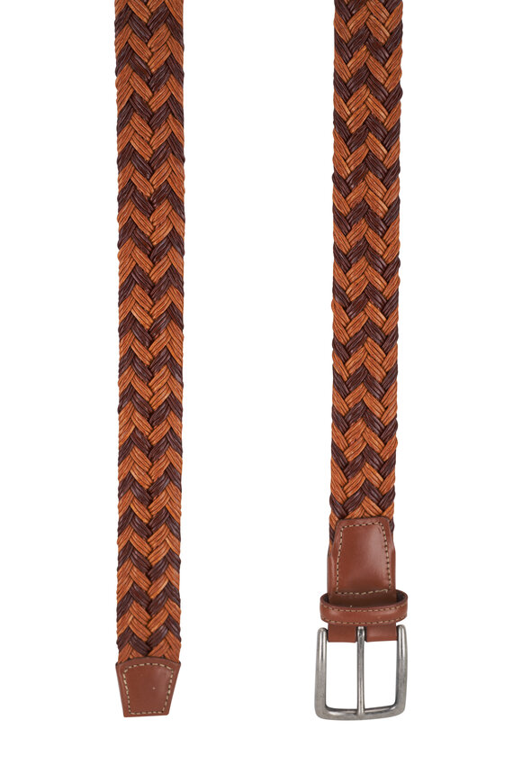 Torino - Brown & Khaki Braided Leather Belt 