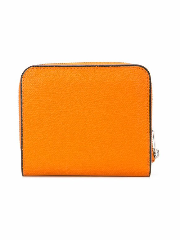 Valextra - Orange Grained Leather Double Wallet 